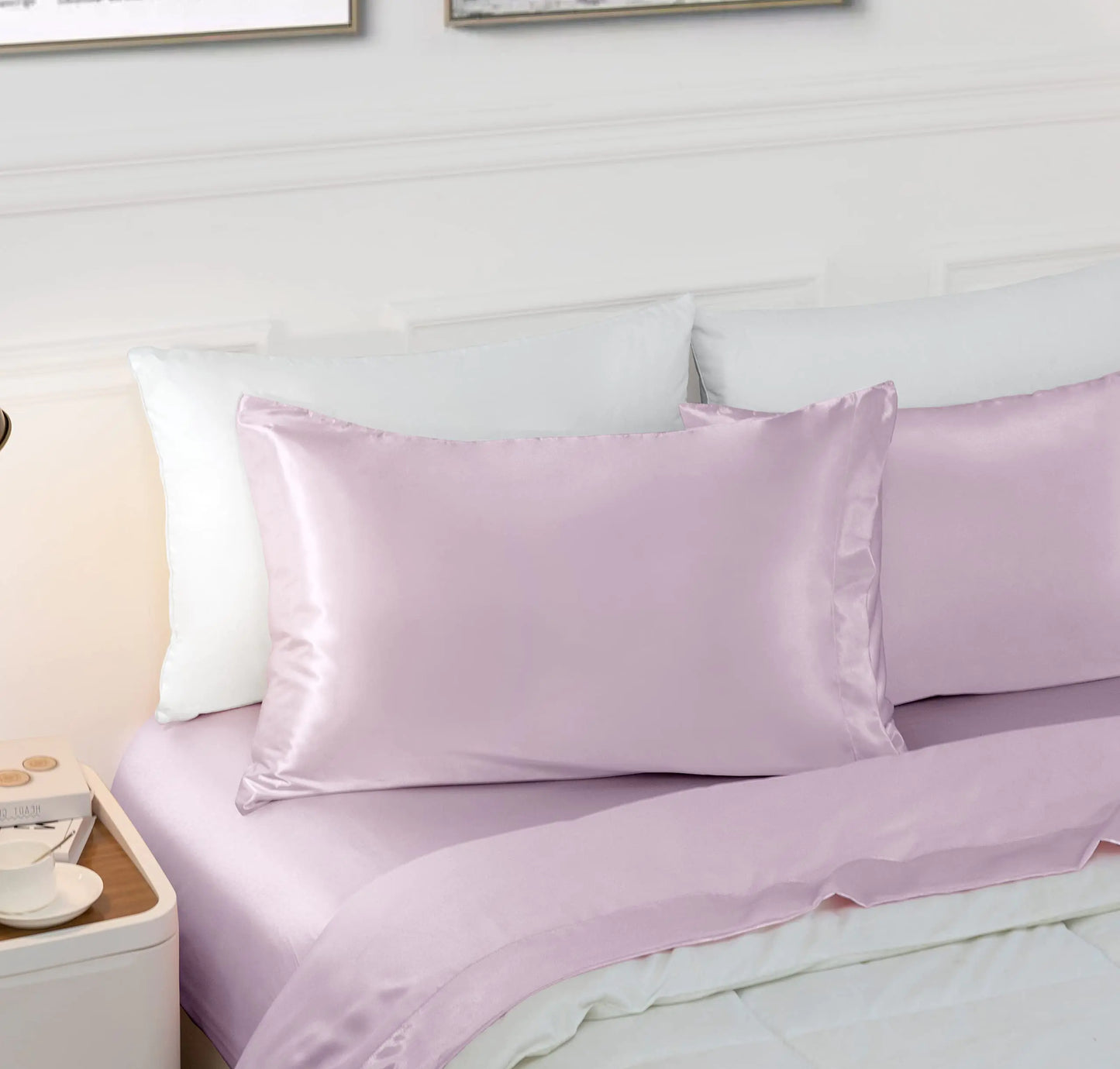 2Pcs King Satin Pillowcases