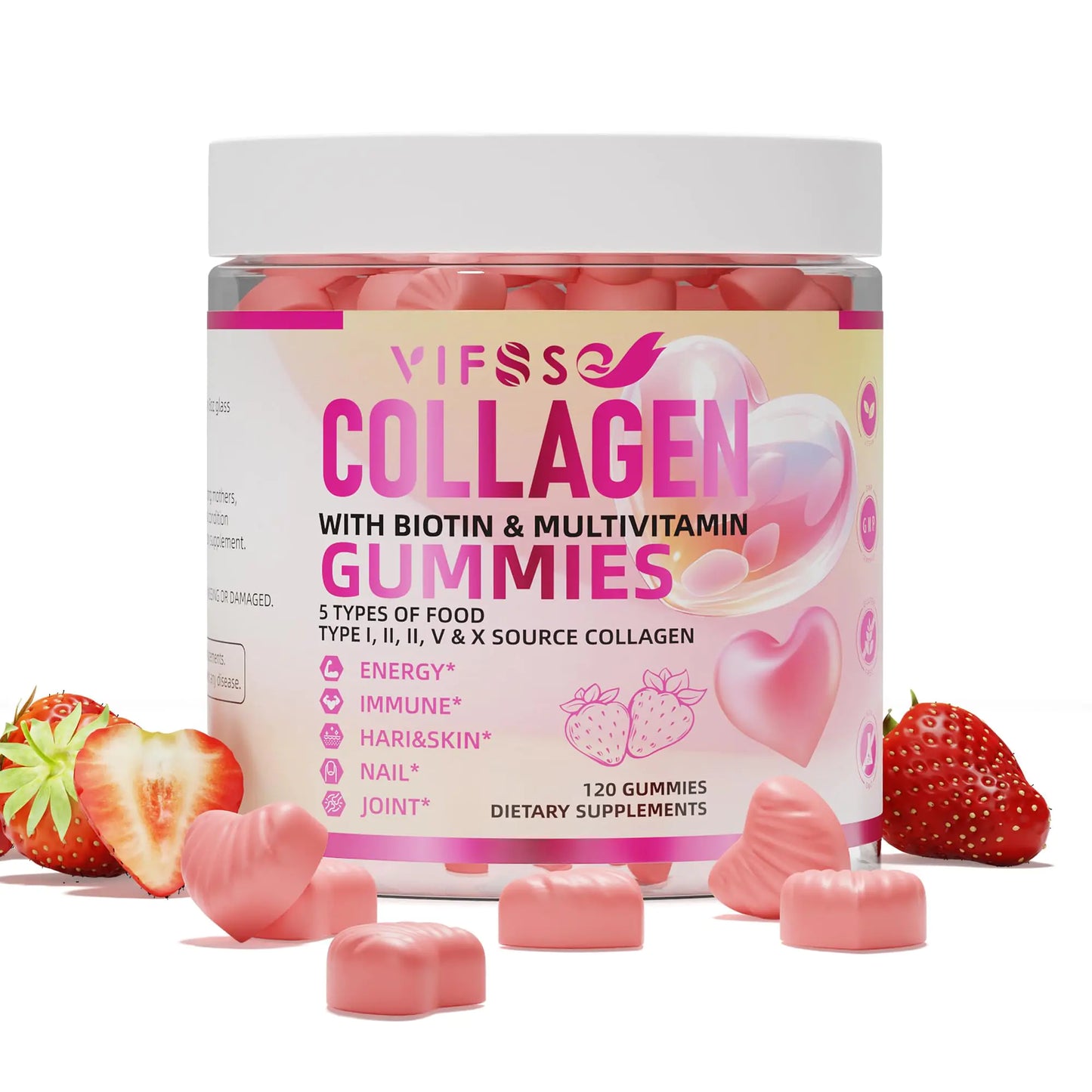 VIFSSG Collagen Peptide Gummies for Women120 Sugar-Free