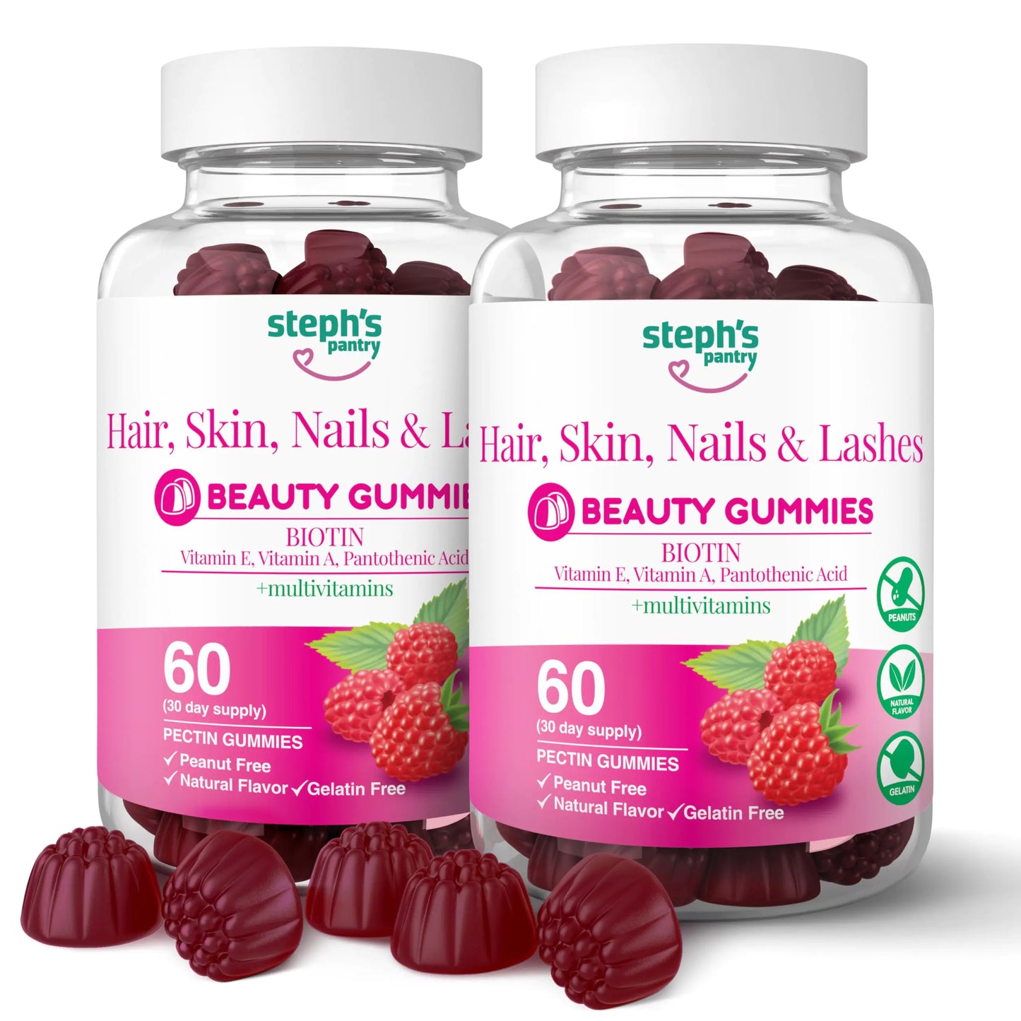 Stephs Pantry Biotin Gummies for Hair Skin Nails & Lashes High Strength Gummies