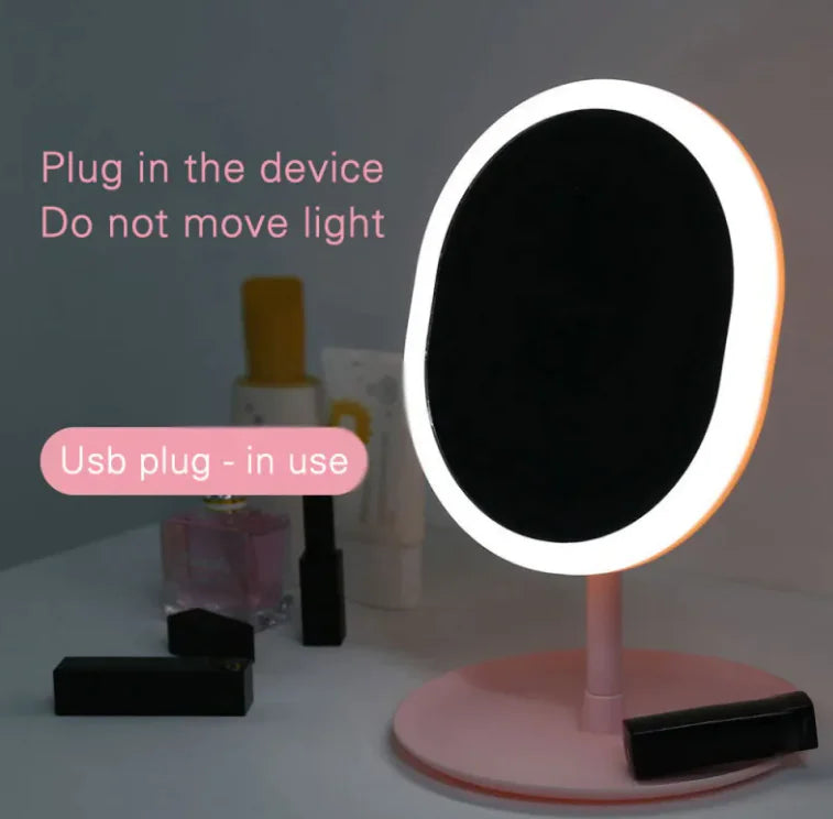 Touch-Switch LED Beauty Mirror with Rechargeable Light
