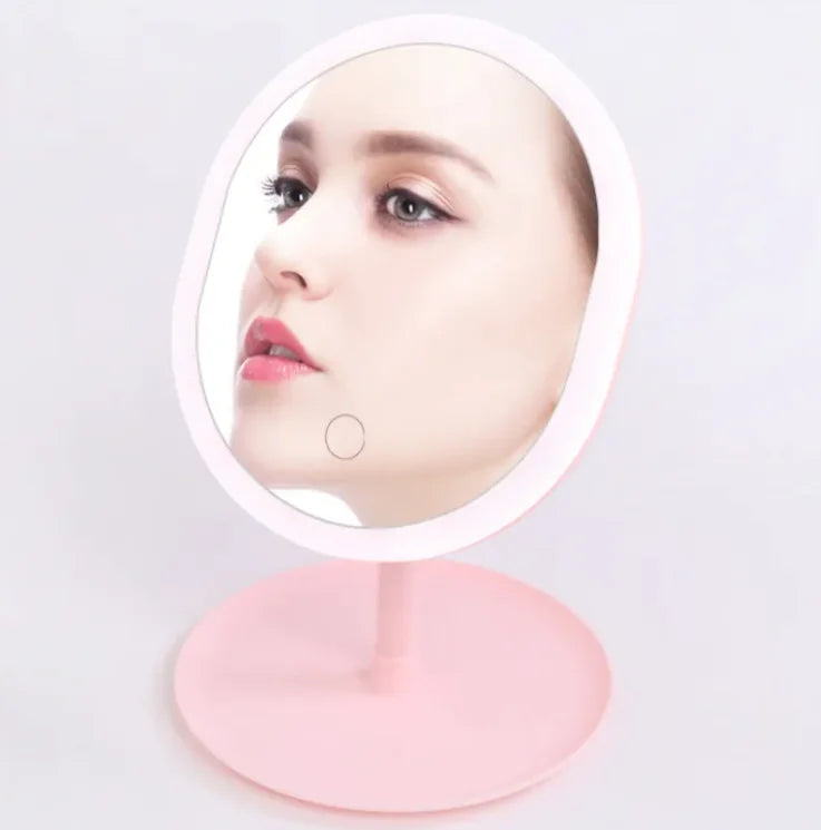 Touch-Switch LED Beauty Mirror with Rechargeable Light