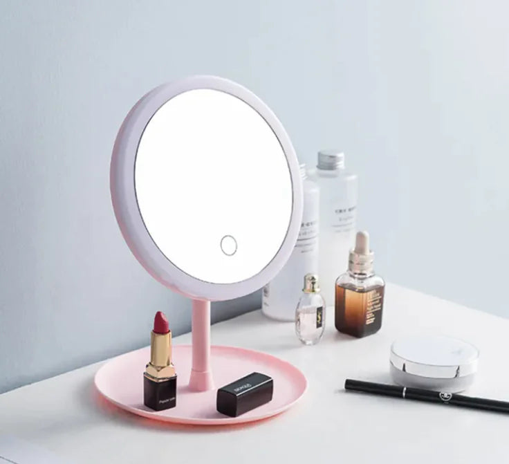 Touch-Switch LED Beauty Mirror with Rechargeable Light