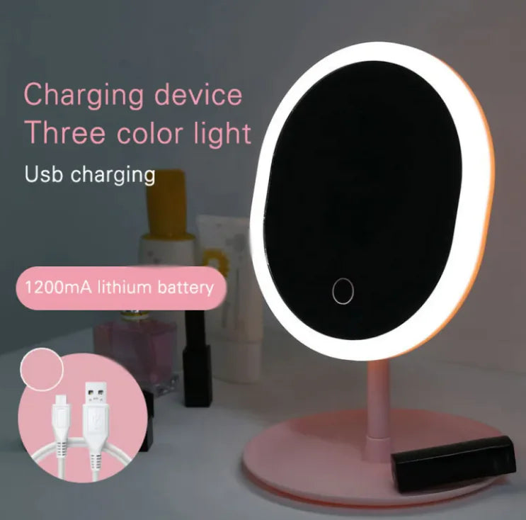 Touch-Switch LED Beauty Mirror with Rechargeable Light